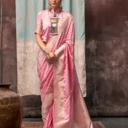 Vardha Baby Pink Woven Saree With Unstitched Blouse-picture-33