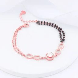 GIVA 92.5 Sterling Silver Rose Gold Eternal Knot Mangalsutra Bracelet-image-14