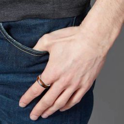 Peora Santos Rosewood Wood Titanium Band Ring Valentine Gift-17