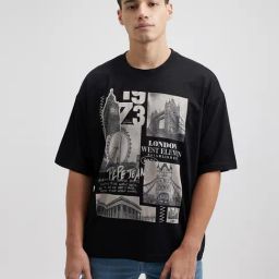Pepe Jeans Black Cotton Comfort Fit Printed T-Shirt-image-100