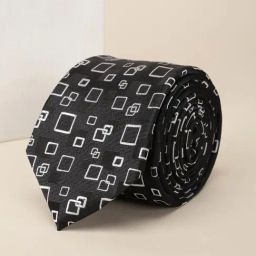 Louis Philippe Black & white Embroidered Tie-10