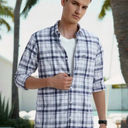 Peter England White Slim Fit Check Shirt-image-42