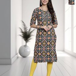 HERE&NOW Selection Of 2 Geometric Printed Round Neck Straight Kurtas-image-98