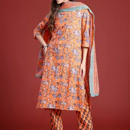 Anouk Floral Printed Pure Cotton Kurta With Trousers & Dupatta-image-31