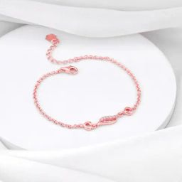 GIVA 92.5 Sterling Silver Rose Gold Natural Wave Bracelet-image-47