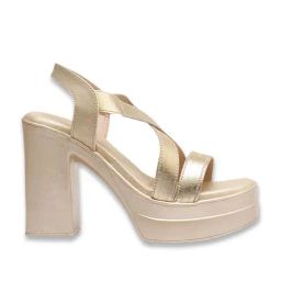Shoetopia Women's Golden Sling Back Sandals-image-30