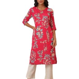 W Pink Floral Print Kurta-picture-24