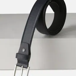 Louis Philippe Navy Textured Leather Formal Belt For Men-image-34