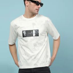Crimsoune Club White Slim Fit Printed T-Shirt-image-10