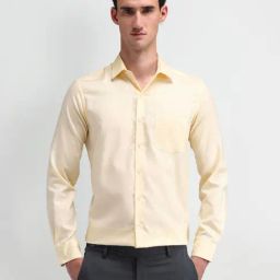 Arrow Yellow Cotton Slim Fit Self Pattern Shirt-picture-8