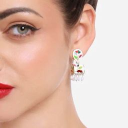 Zaveri Pearls Multicolor Enamel Ethnic Style Jhumki Earring-ZPFK16468-1