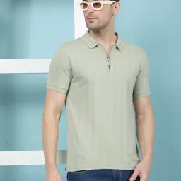 Crimsoune Club Green Slim Fit Striped T-Shirt-image-68