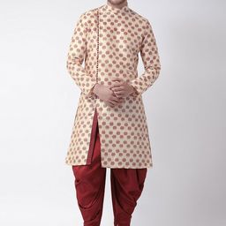 DEYANN Men Cream-Coloured & Red Printed Kurta with Patiala-13
