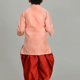 NFC CREATION Boys Ethnic Motifs Embroidered Regular Thread Work Dupion Silk Kurta with Patiala image 4