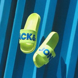 Jack & Jones Green Contrast Logo Pool Sliders-picture-12