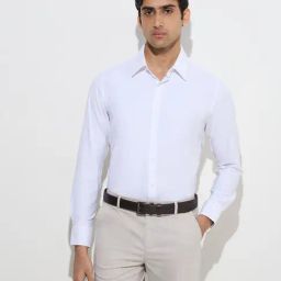 WES Formals by Westside White Solid Slim-Fit Cotton Shirt-picture-20