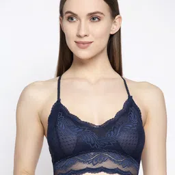 PrettyCat Blue Lace Non-Wired Lightly Padded Bralette Bra PC-SB-20078-BLU-30B-picture-29