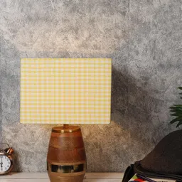 Grated Ginger Yellow & White Solid Tribal Bedside Lamp-23