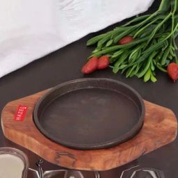 HAZEL Brown Wood 12.7 cm Round Base Sizzler Plate-image-59
