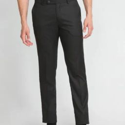Arrow Black Regular Fit Checks Trousers-image-24