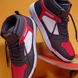 Asian Men's Black Ankle High Sneakers-image-13