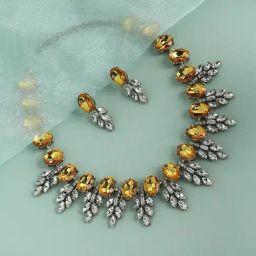 Sohi Radiant Gemstone Ensemble Necklace & Earrings Set-image-27