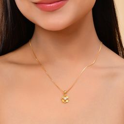 VOJ Gold Plated Heart Shaped AD Studded Pandent With Chain-image-73