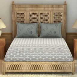 Spaces Rangana Rotary Printed Cream 210 TC Cotton Double Bedsheet with 2 Pillow Covers-picture-21