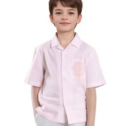 Rare Ones Boys Pink Cotton Striped Shirt-image-98