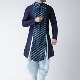 DEYANN Men Blue Printed Kurta with Patiala-image-12