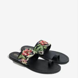 LUNA BLU by Westside Black Floral Embellished Toe Ring Sandals-image-94