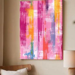 Art Street Pink Feminist Altered Stretch Canvas Painting-31