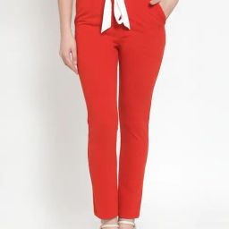 KASSUALLY Red Regular Fit High Rise Trousers-picture-23