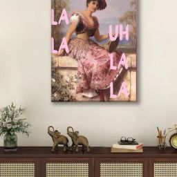 Art Street Pink Feminist Altered Stretch Canvas Painting-11