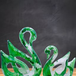 Aura Green & White 2 Pieces Swan Couple Marble Figurine Showpieces-image-39