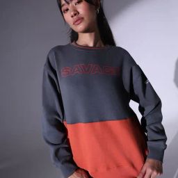 Hubberholme Grey & Rust Cotton Graphic Print Sweatshirt-31