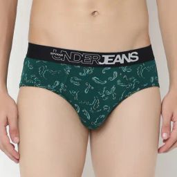 Underjeans By Spykar Green Regular Fit Printed Briefs-picture-2