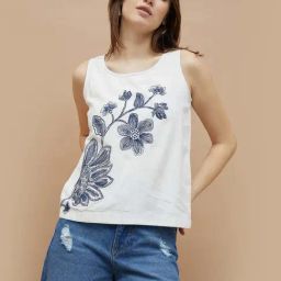 Colour Me by Melange Off White Solid Top-image-74