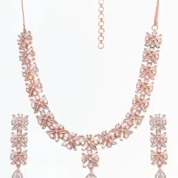 Saraf RS Jewellery Designer Rose Gold plated Necklace with drop Earrings for Women & Girls-image-17