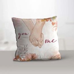eCraftIndia White Polyester You-Me Message Digital Printed Cushion Cover With Cushion Filler-picture-8