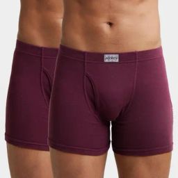 Jockey 8008 Dark Wine Combed Cotton Boxer Briefs with Ultrasoft Concealed Waistband - Pack of 2-image-79
