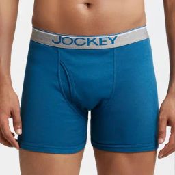 Jockey 8009 Teal Blue Super Combed Cotton Rib Boxer Briefs with Ultrasoft Waistband-image-48
