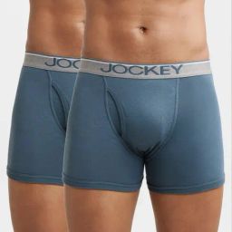 Jockey 8009 Slate Blue Super Combed Cotton Rib Boxer Briefs with Ultrasoft Waistband - Pack of 2-image-69