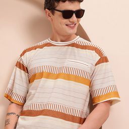 Mast & Harbour Striped Relaxed Fit T-shirt-image-80