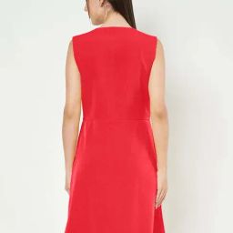 Brinns Red & Black Regular Fit Color-Block Dress image 2