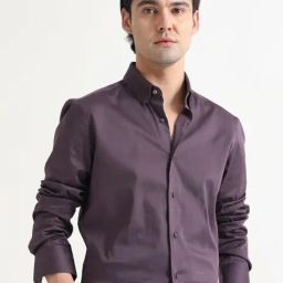 Rare Rabbit Purple Regular Fit Solid Shirt-image-82