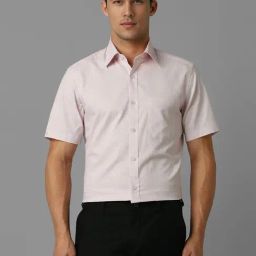 Louis Philippe Pink Cotton Regular Fit Printed Shirt-image-78