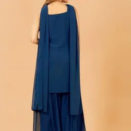 PARROT CREATION Embroidered Straight Sequinned Kurti With Sharara And Dupatta image 2
