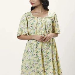 Honey by Pantaloons Yellow Printed A-Line Dress-picture-20