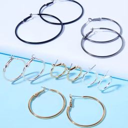 ToniQ Classic Multi-coloured Hoop Earrings - Set of 6-image-12